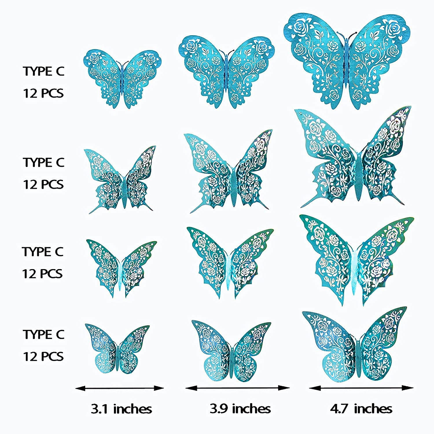 Cheerland 3D teal butterflies table decor for events.