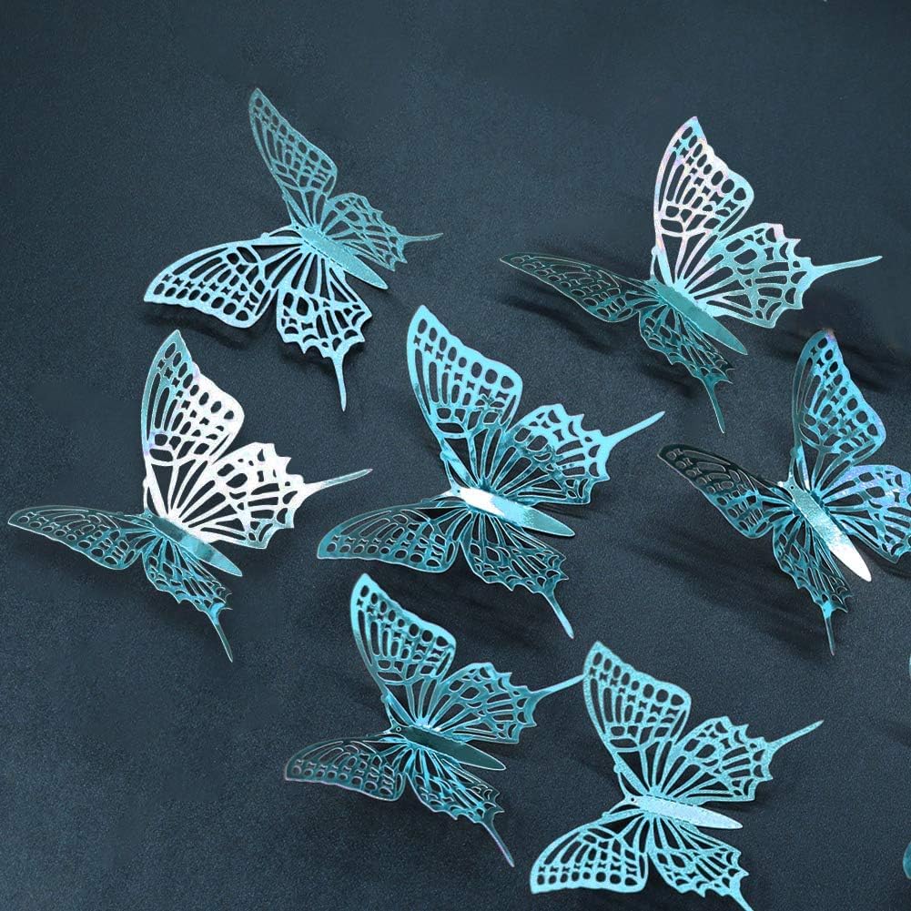 Cheerland teal butterfly wall stickers provide easy, damage-free decor