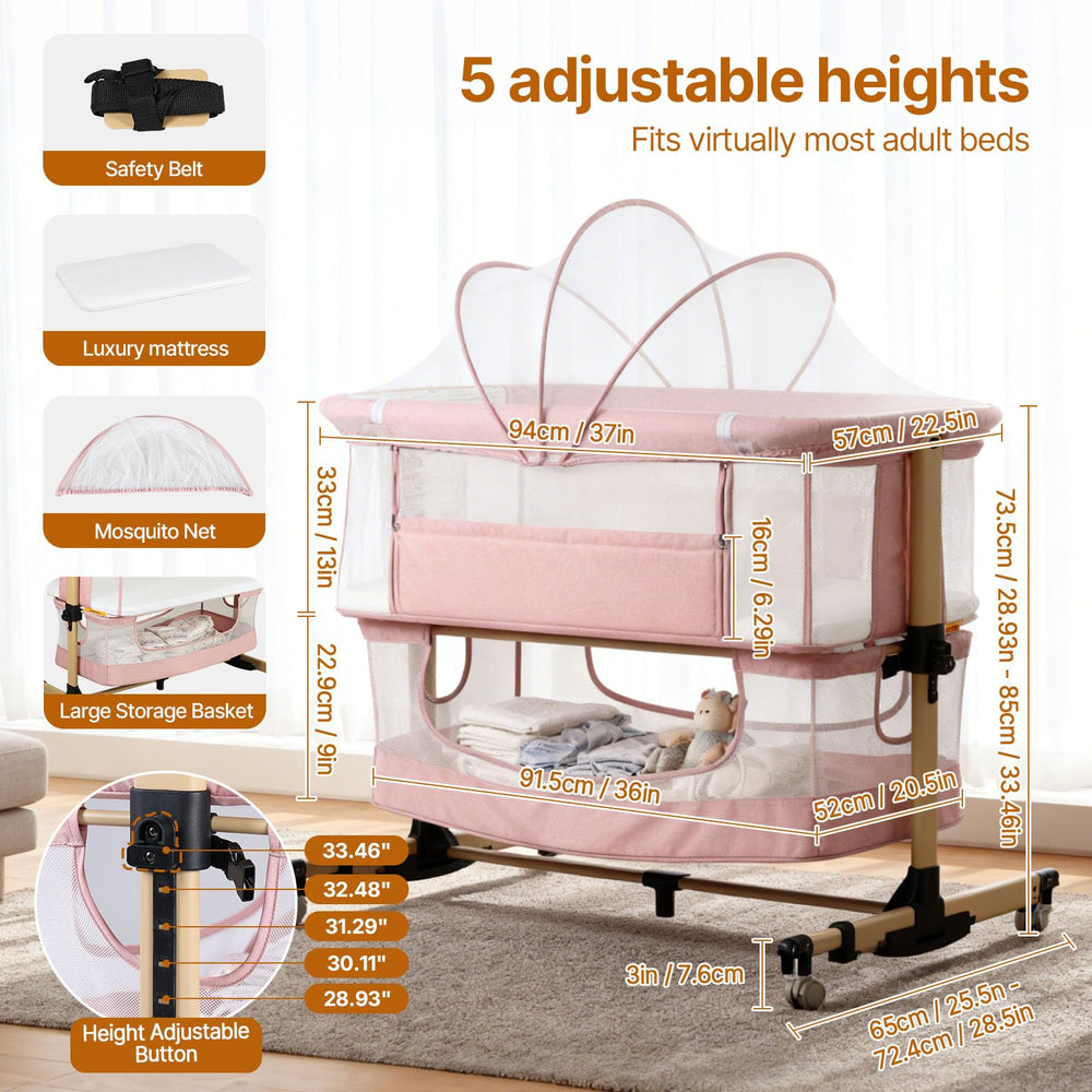 Cheermomo five-height adjustment aligns with bed height