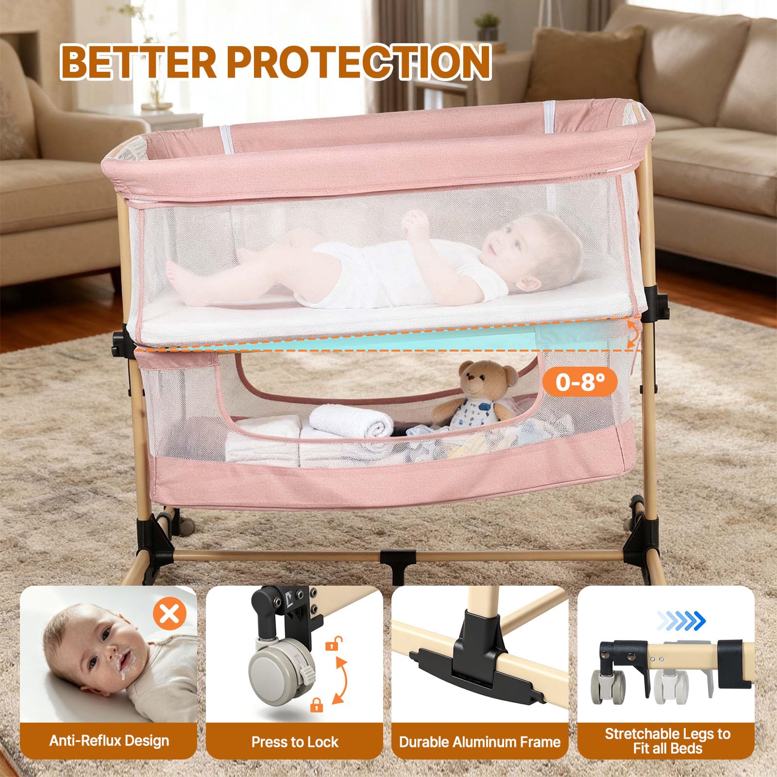 Cheermomo lockable wheels enable smooth room-to-room movement