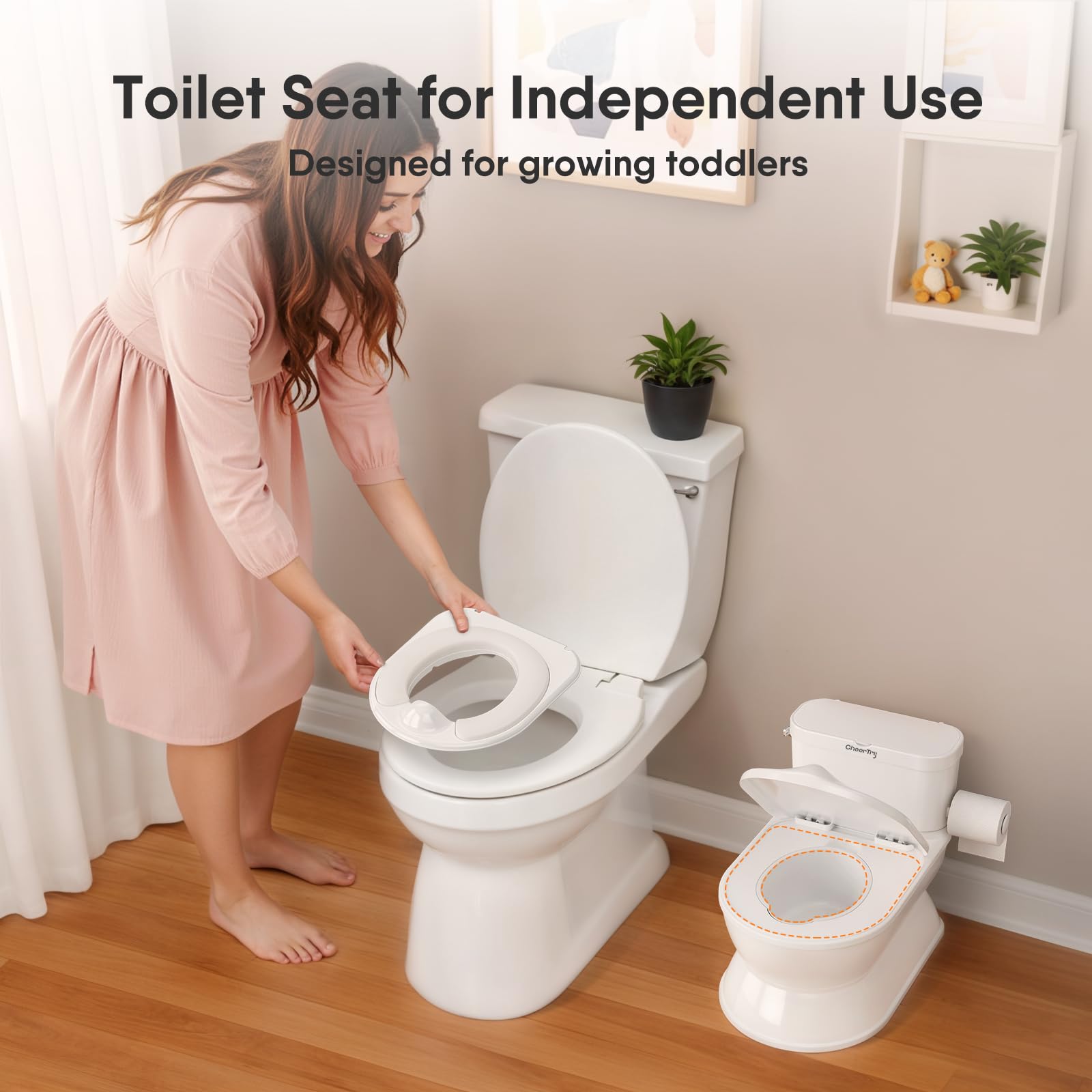 CheerTry 2-in-1 toddler potty larger anti-slip base provides stability.