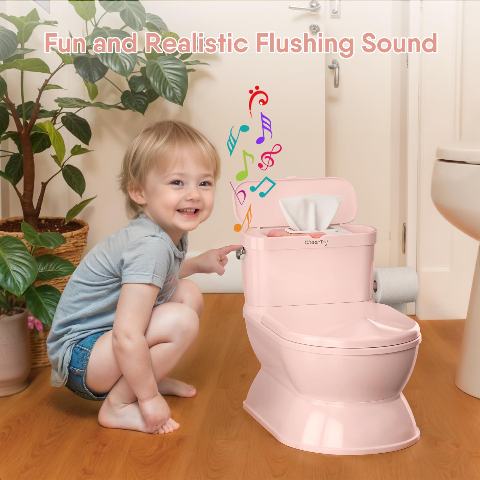 CheerTry 2-in-1 anti-slip base keeps bathroom floors safe for toddlers.