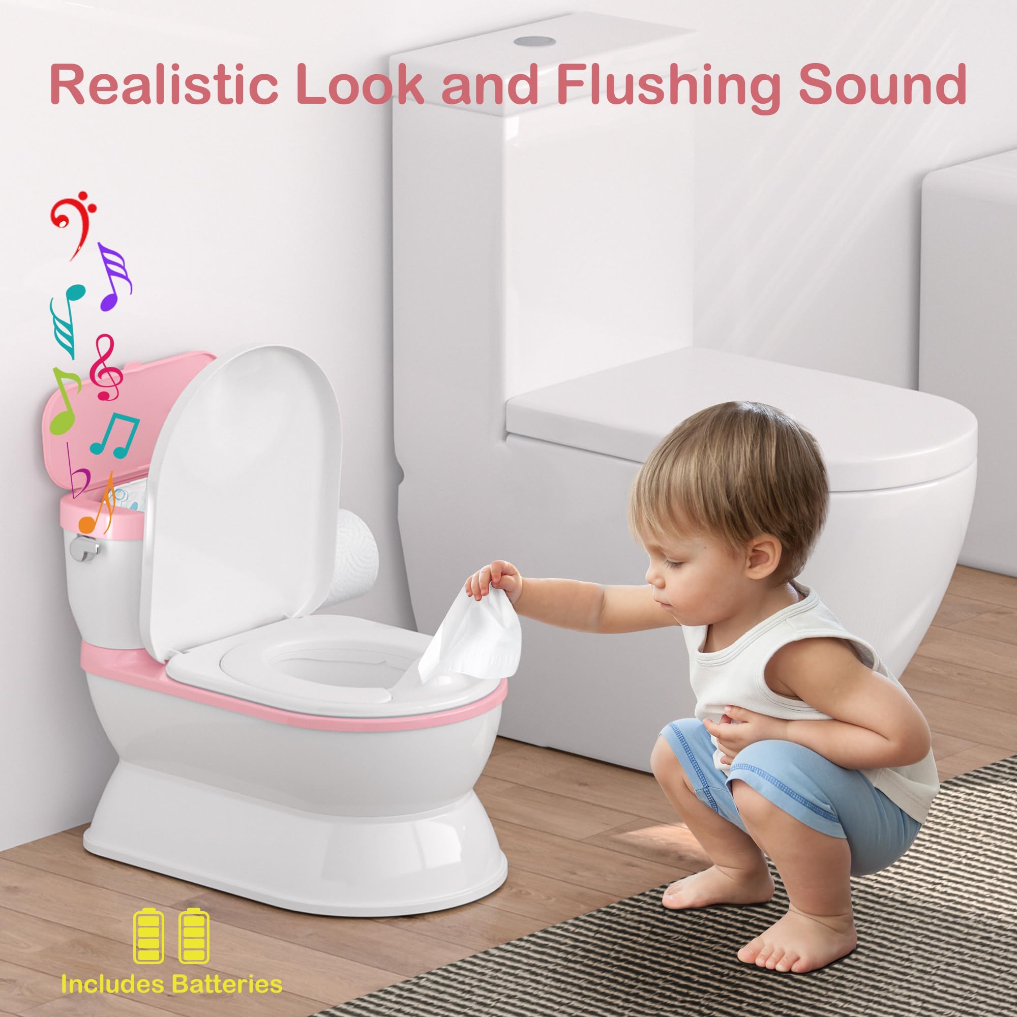CheerTry potty with detachable training seat simplifies transitions to regular toilets.