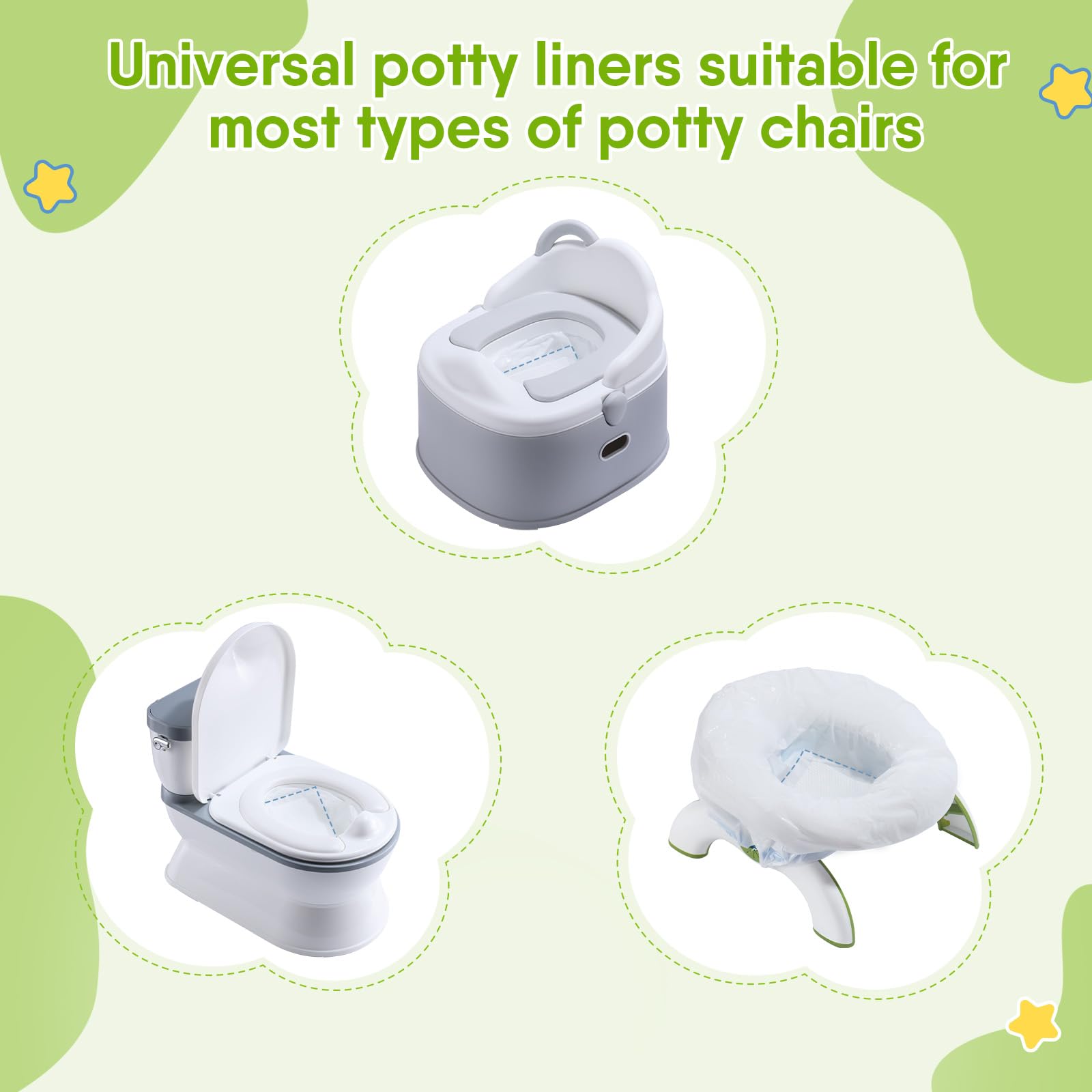 CheerTry Potty Liner dimensions ensure a snug fit on most training potties.