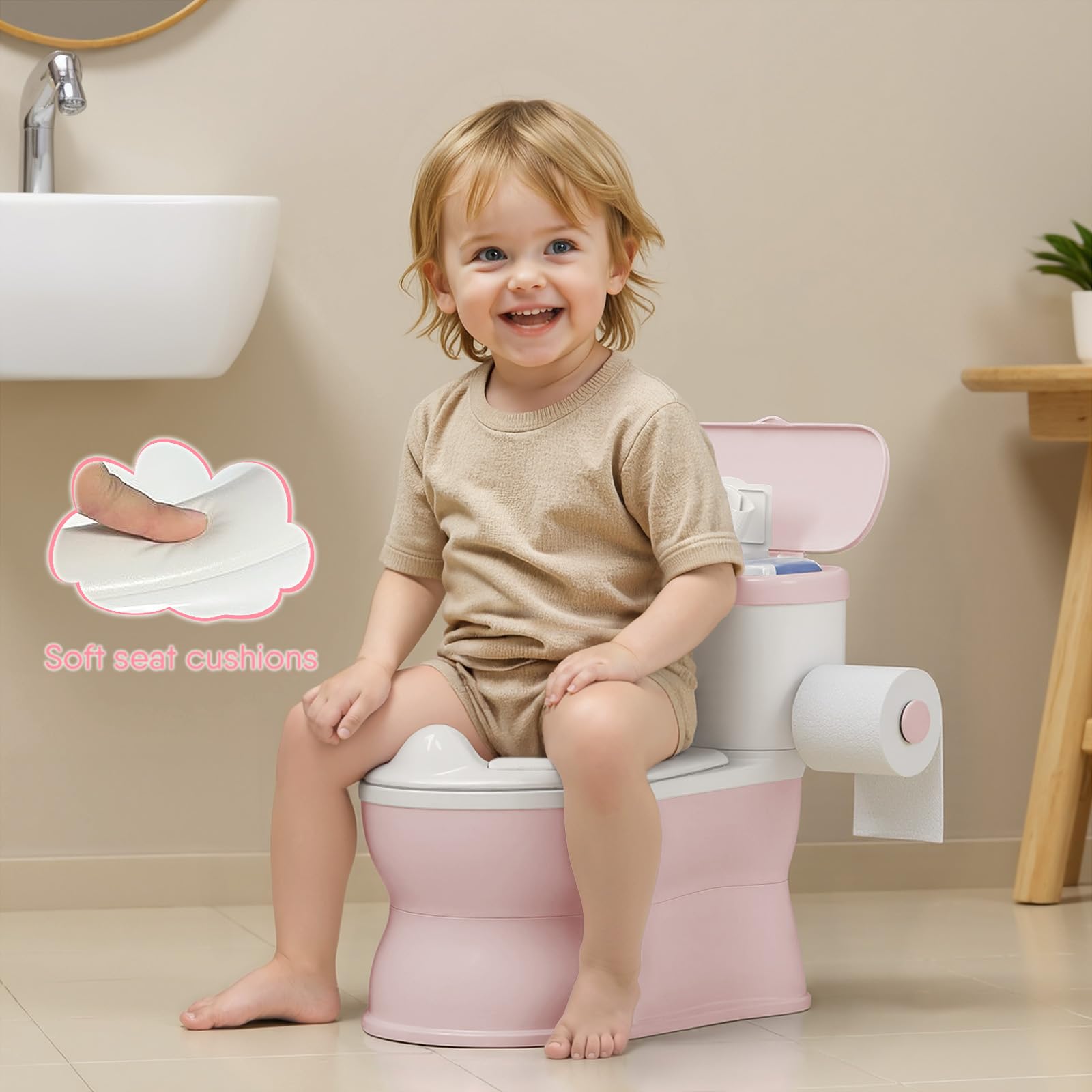 CheerTry realistic flushing sound enhances potty time and independent learning.