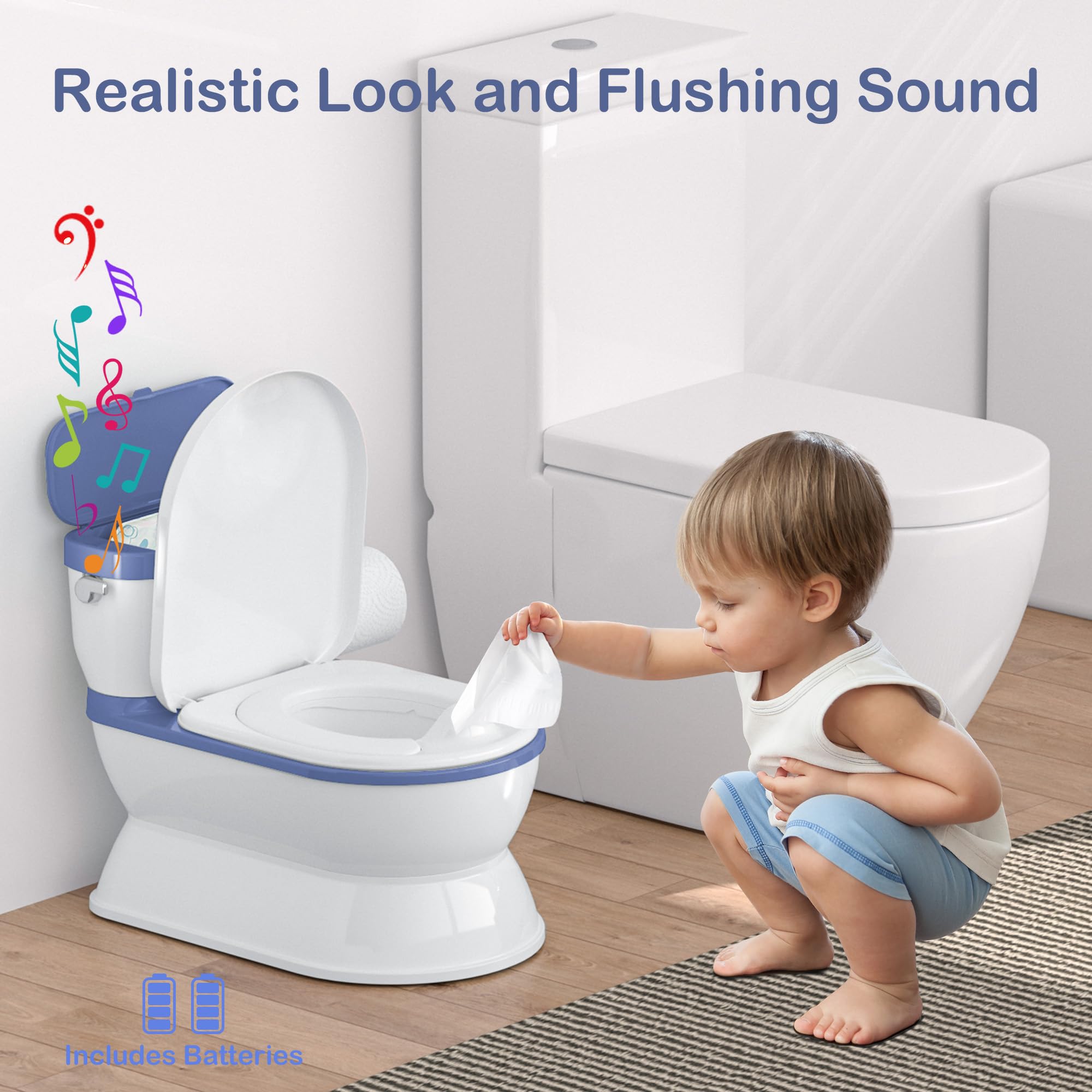 CheerTry toddler potty blue flushing sound demonstrates realistic feedback during training
