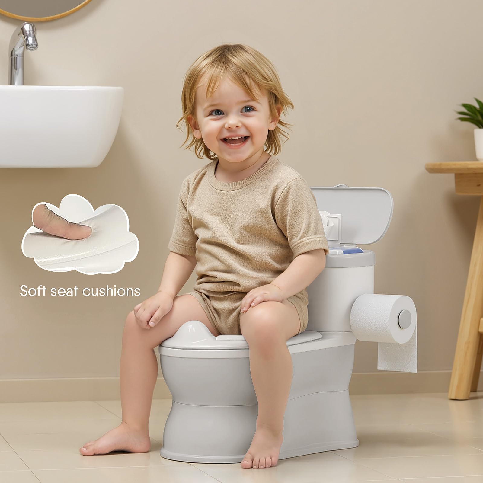 CheerTry potty removable-bowl makes cleaning quick and easy after use.