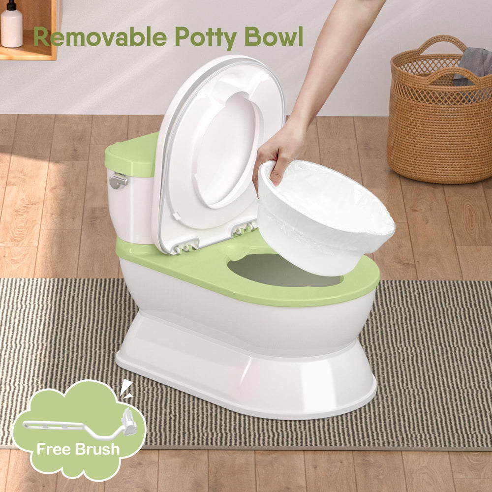 CheerTry toilet paper holder in green provides convenient reach during potty time.