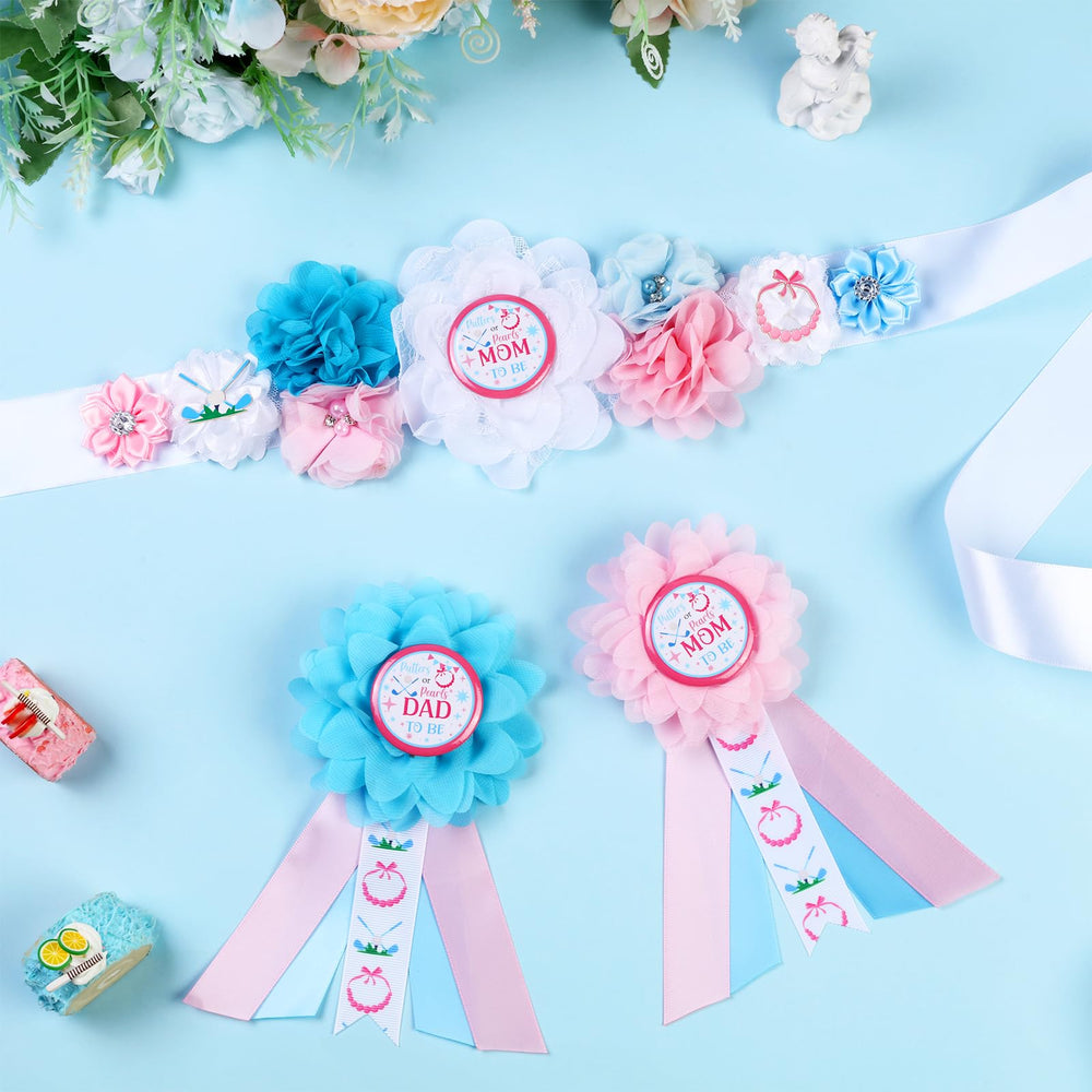 Cheerupp golf-themed baby shower sash shown with coordinated decor.