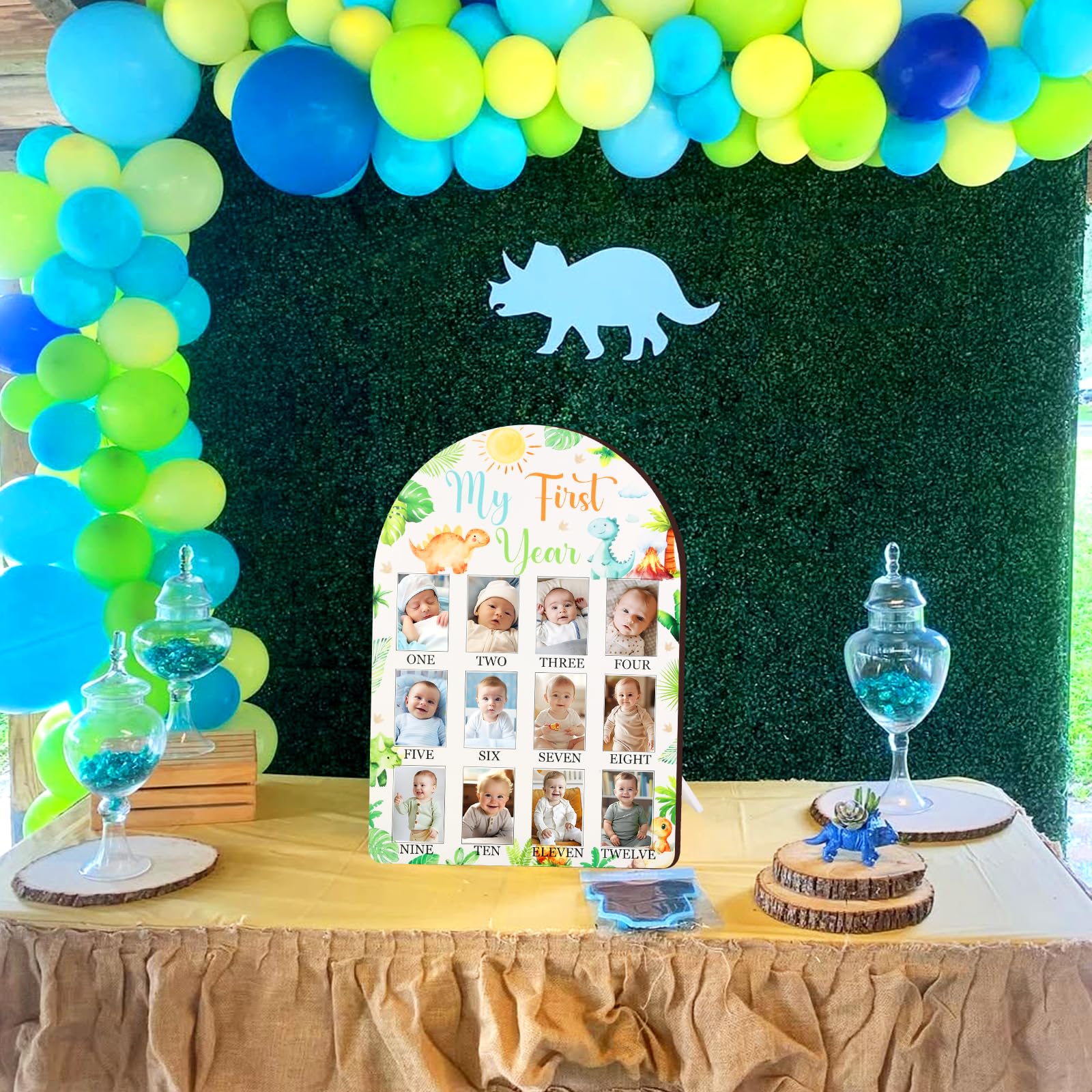 Cheerupp wooden dinosaur milestone board designed for durable keepsake photos.