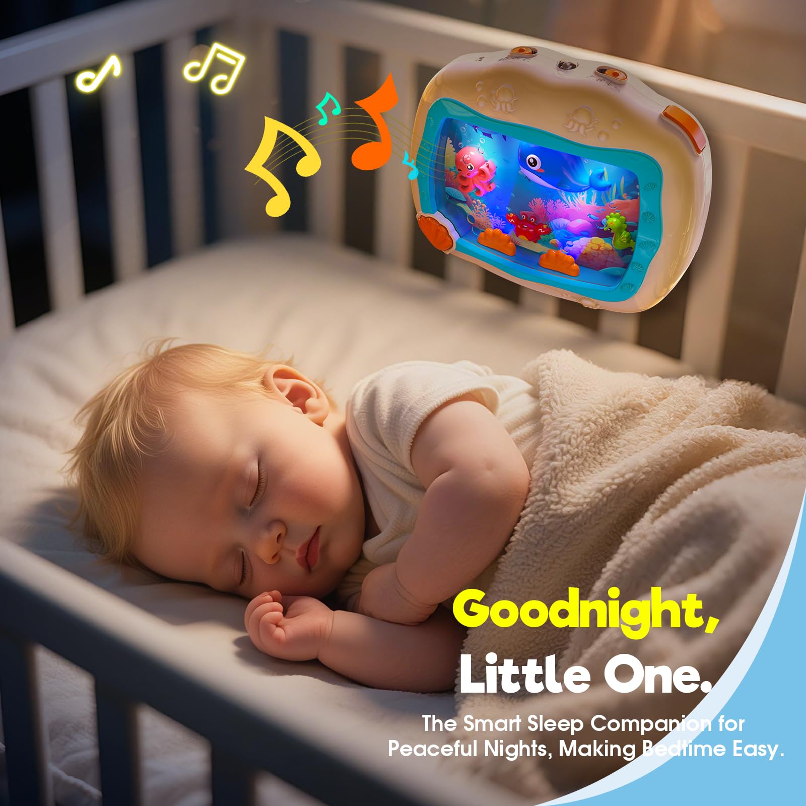 Cheffun Baby Aquarium Toy remote-control-activation enables soothing without leaving bed