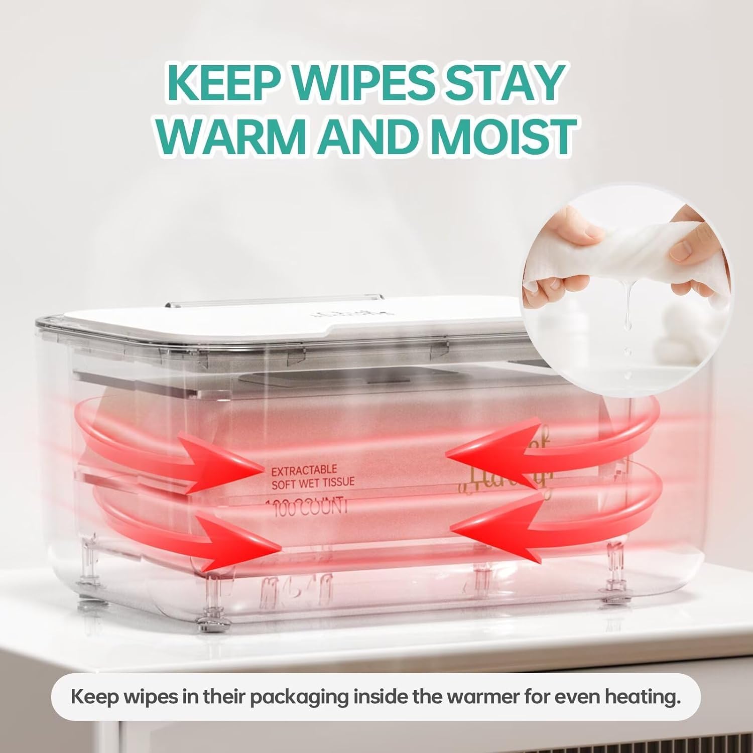 Chefhandy Baby Wipe Warmer 100-wipes capacity supports full diaper changes