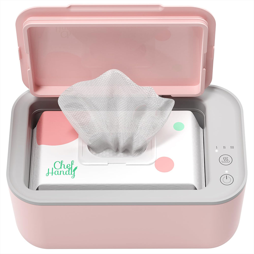 Chefhandy baby wipe warmer front view showing large capacity for quick diaper changes.