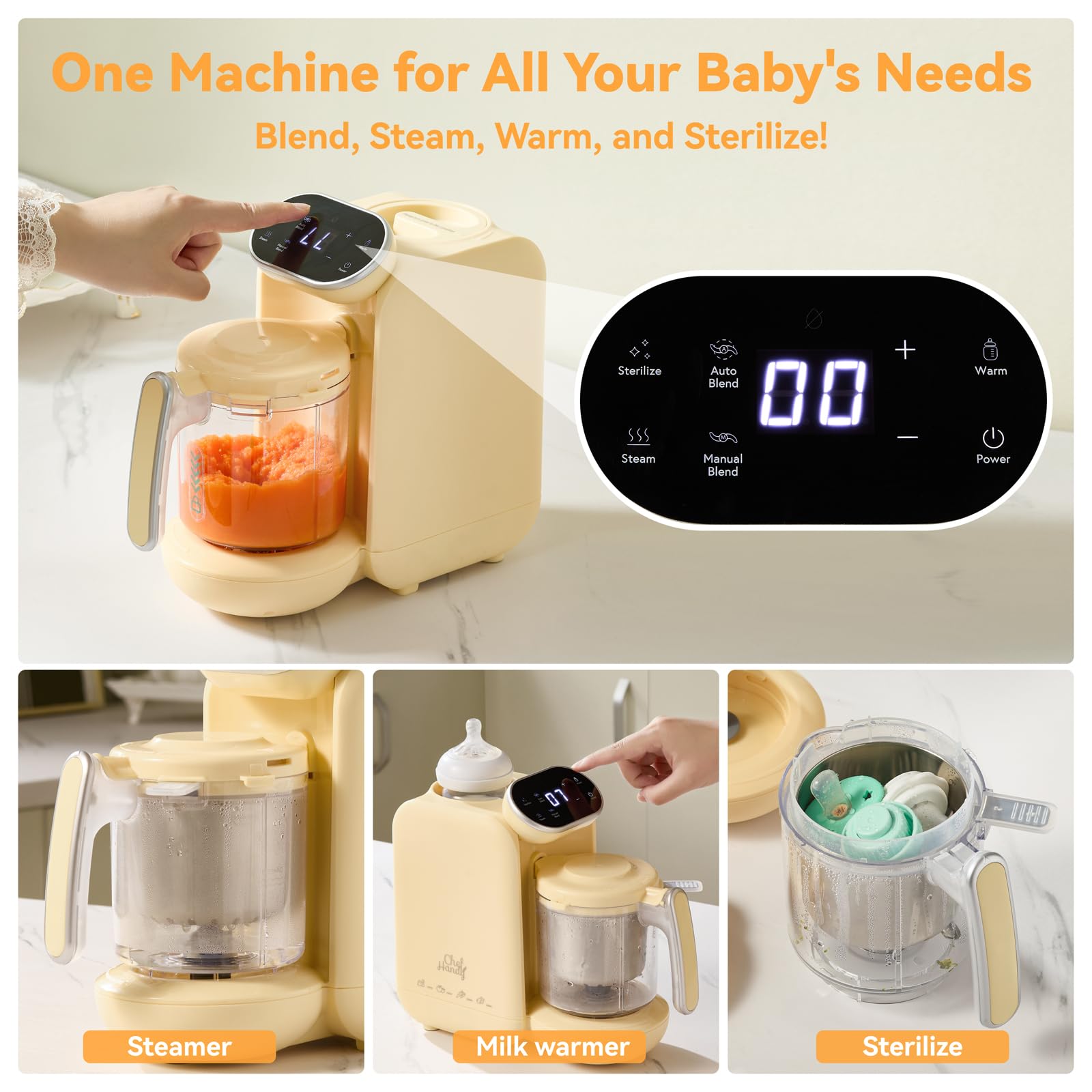 Chefhandy auto-blend puree maker enables smooth textures with minimal effort.