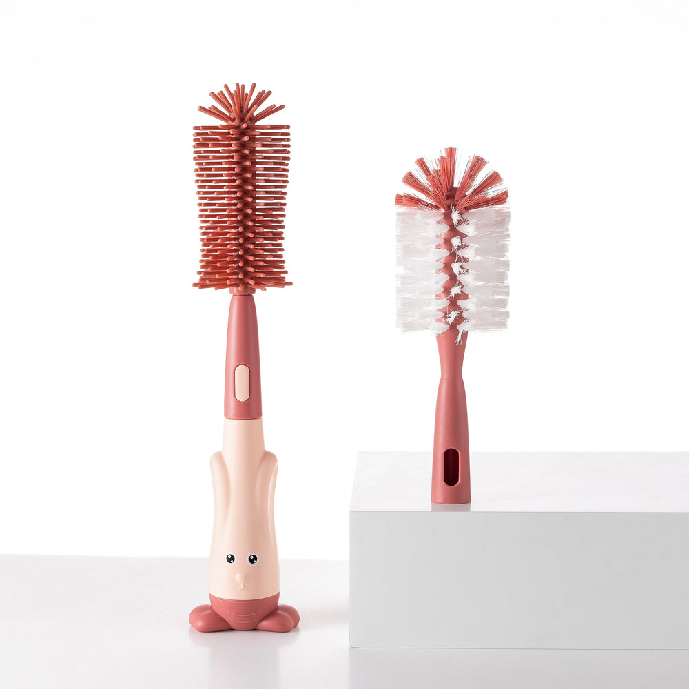 Chemimoso multifunctional cleaning brush set in pink ready for bottle and cup cleaning