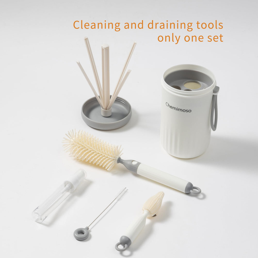 Chemimoso pacifier brush in travel kit for quick outings.
