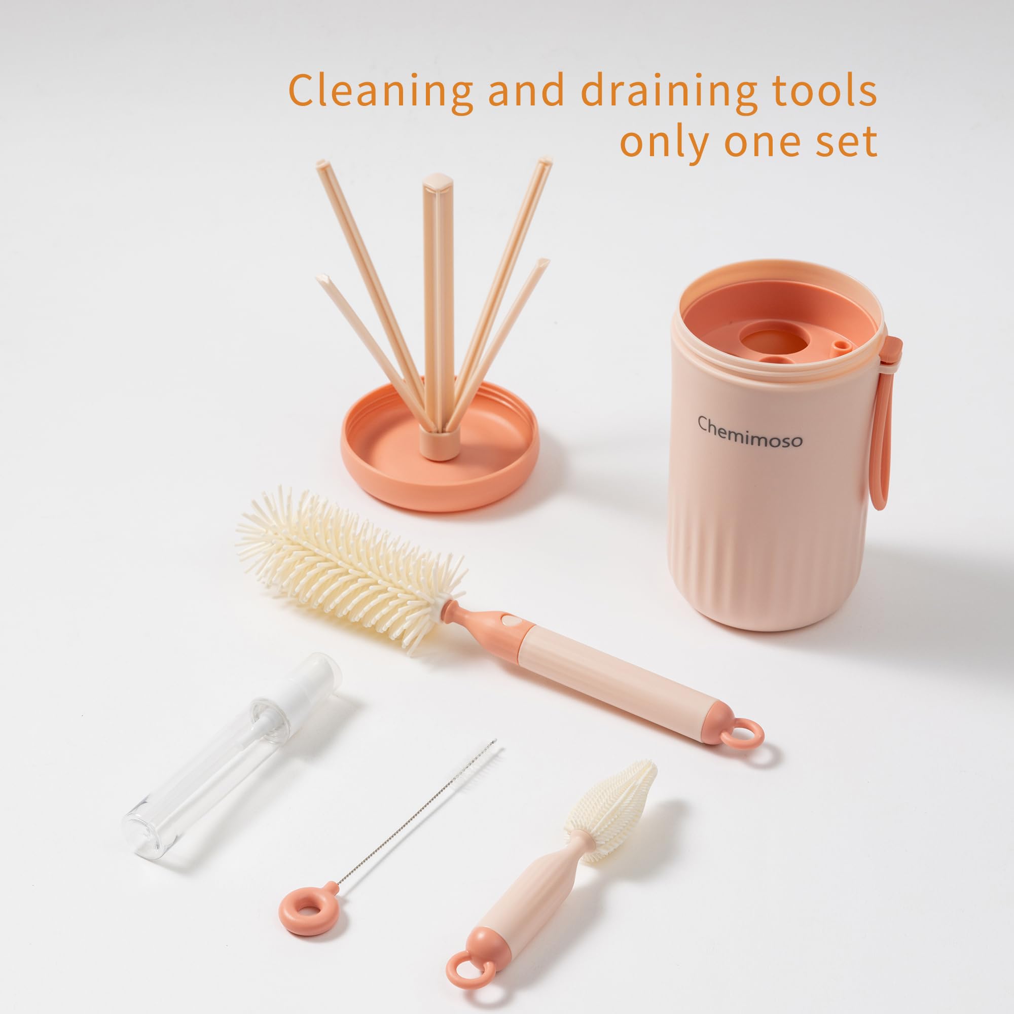 Chemimoso pacifier brush in travel kit for safe baby gear cleanup