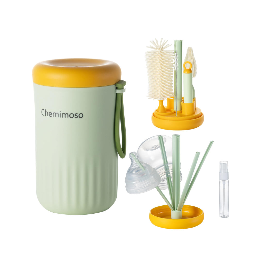 Chemimoso travel silicone bottle brush set, compact for on-the-go cleaning.