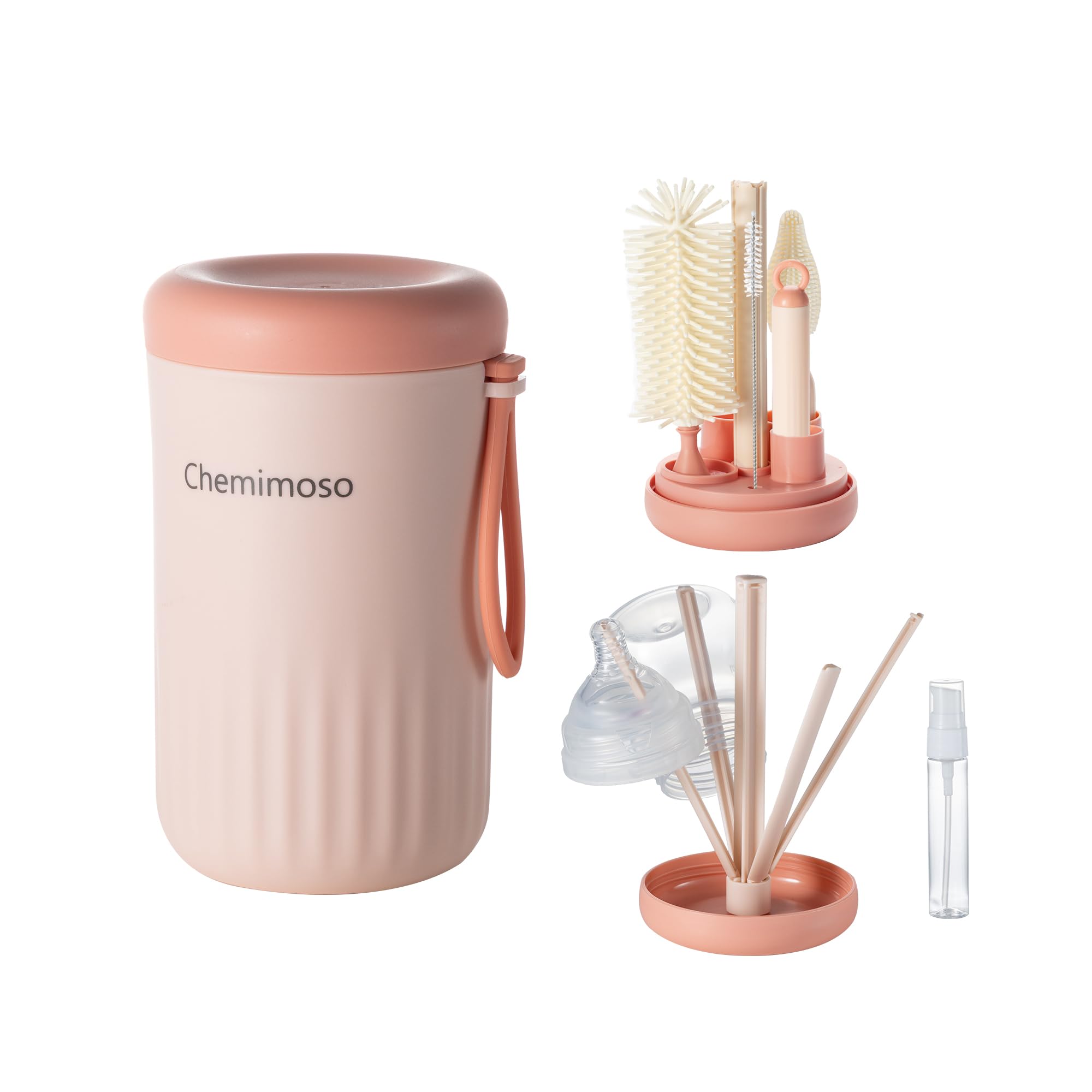 Chemimoso travel silicone bottle brush for mess-free on-the-go cleaning