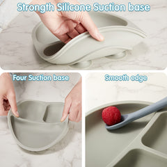 CHENGU silicone spoon and fork set safe for tiny hands during feeding.