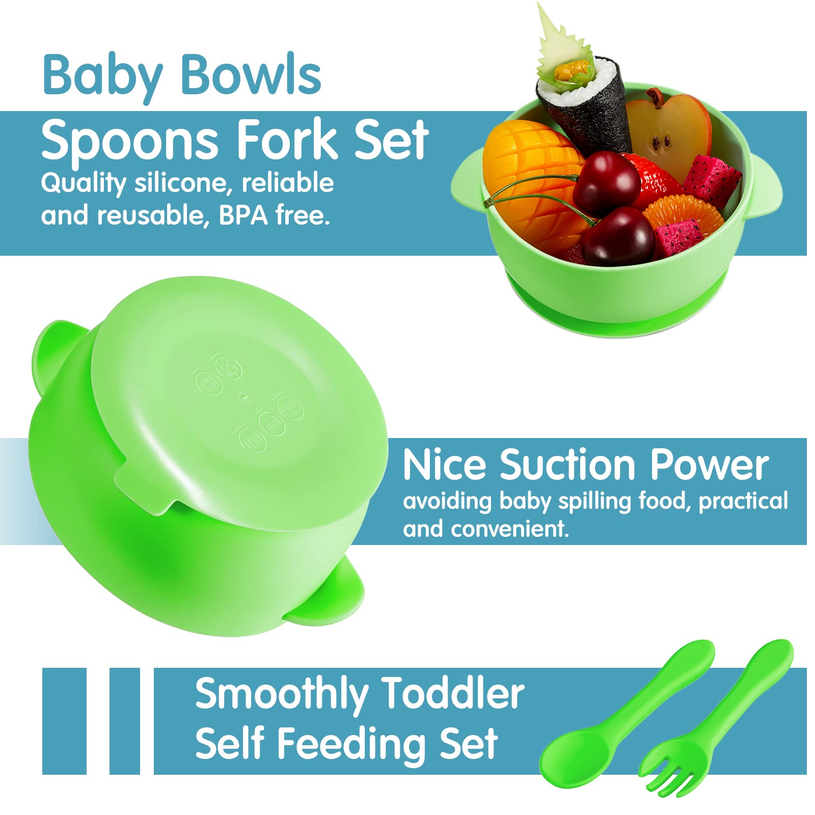 CHENGU suction bowls attach to flat surfaces to reduce spills during meals.