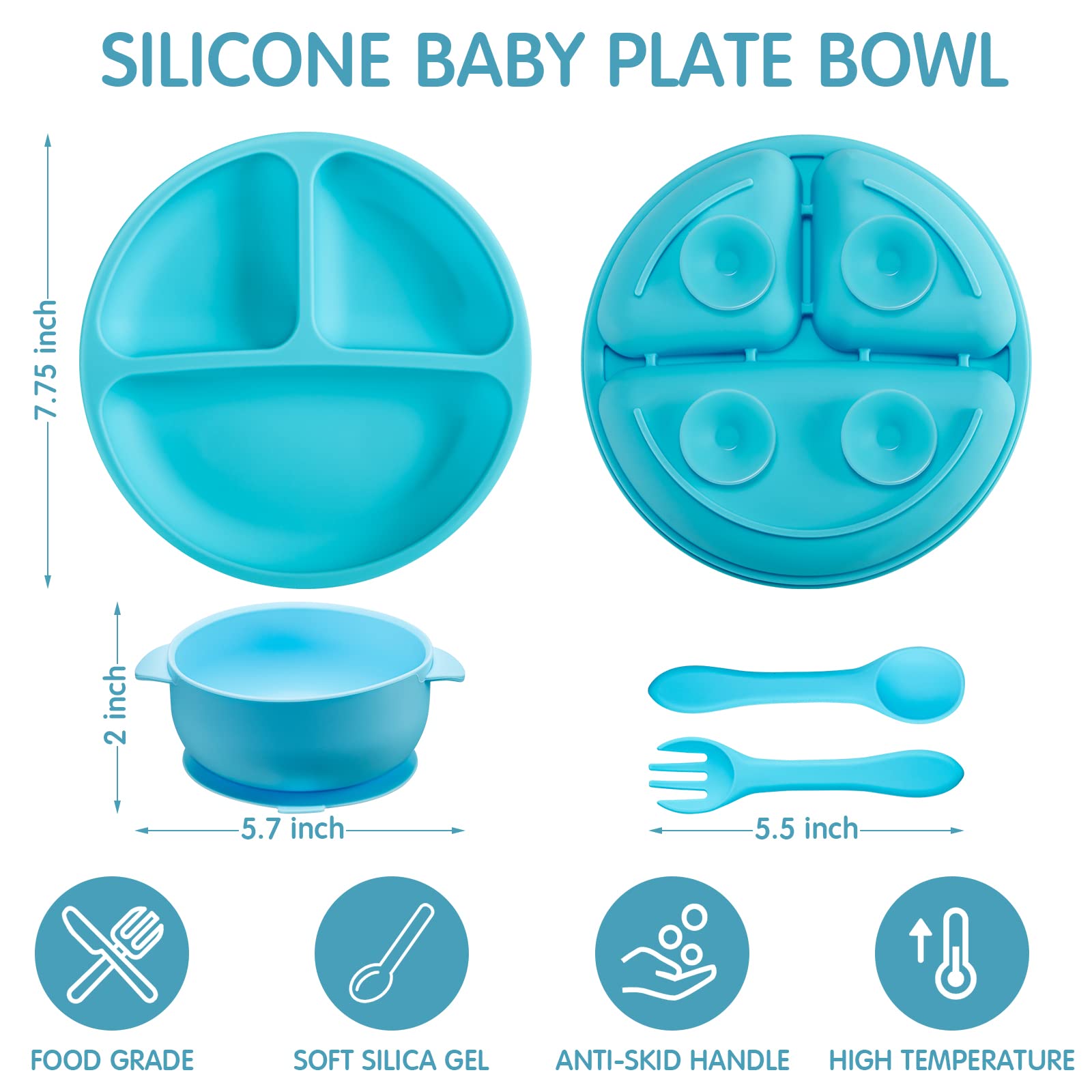 CHENGU suction plates with dividers keep meals organized for toddlers.