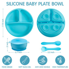 CHENGU suction plates with dividers keep meals organized for toddlers.