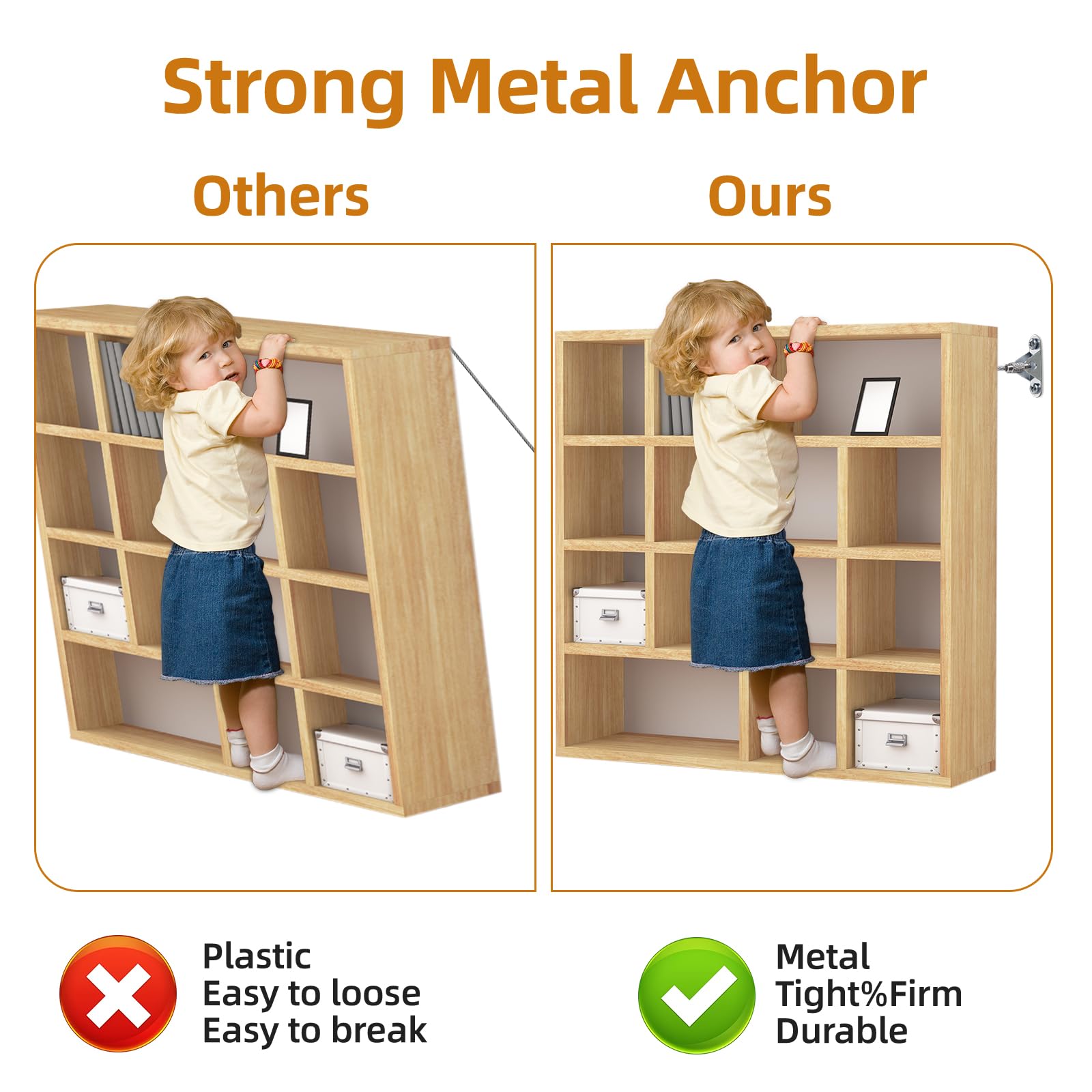 Chenyu nursery dresser and drawers secured with easy-install kit.