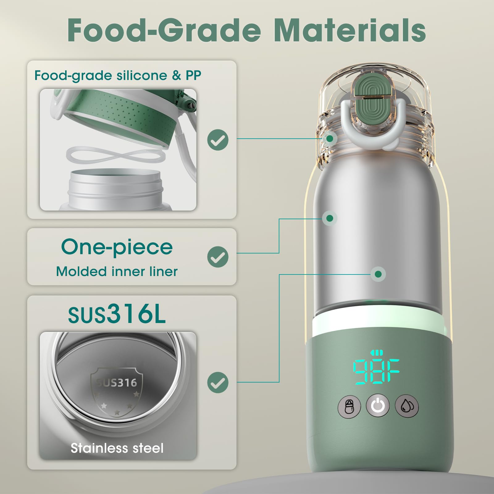 Cheri Baby warmer built with SUS316 stainless steel and food-grade materials