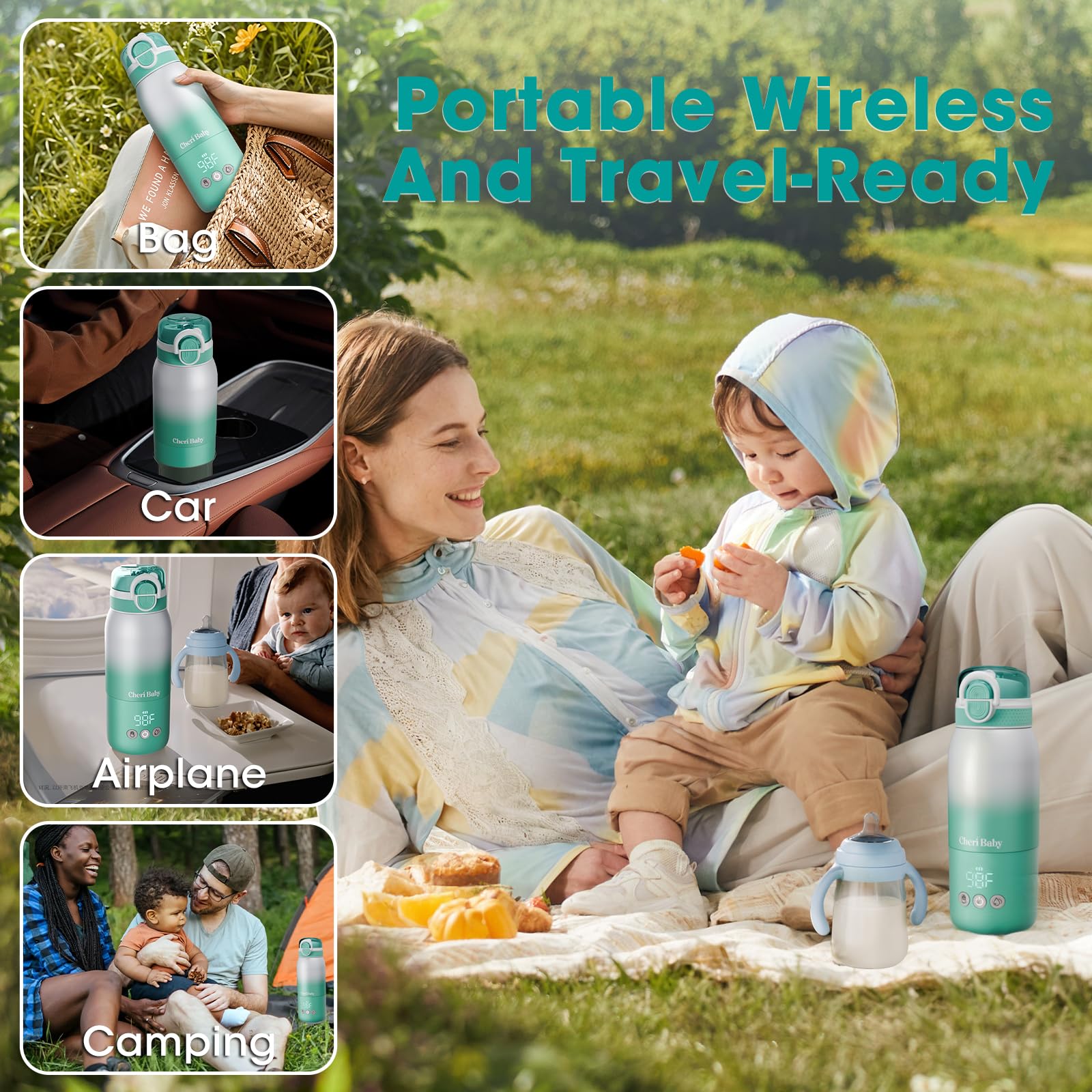Cheri Baby bottle warmer SUS316 materials ensure safe travel feeding.