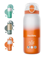 Cheri Baby portable bottle warmer with travel straw lid for on-the-go feeding