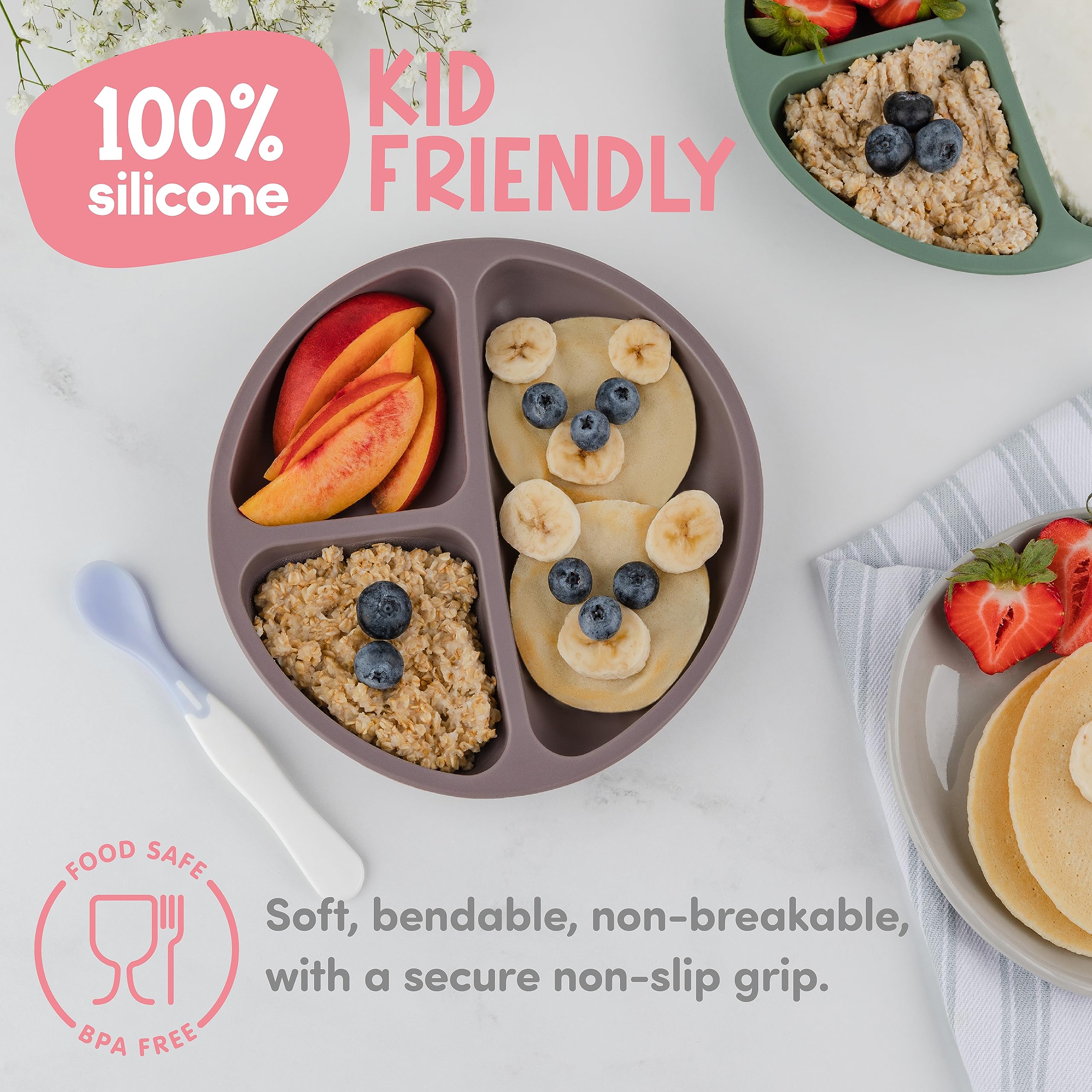ChériKid divided three-section plate supports self-feeding and portion control