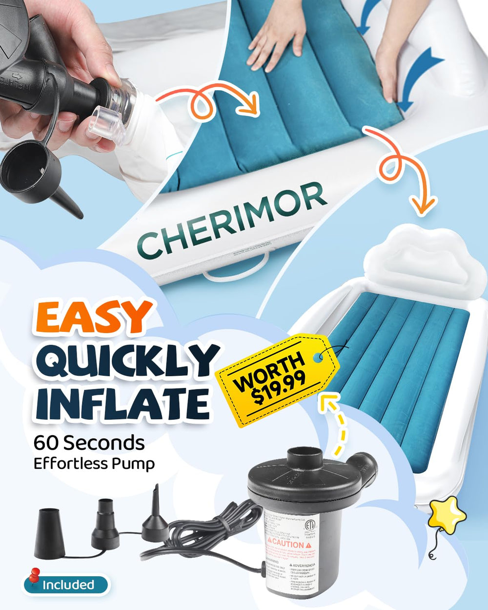 CHERIMOR Travel Bed includes a carry bag for fuss free transport