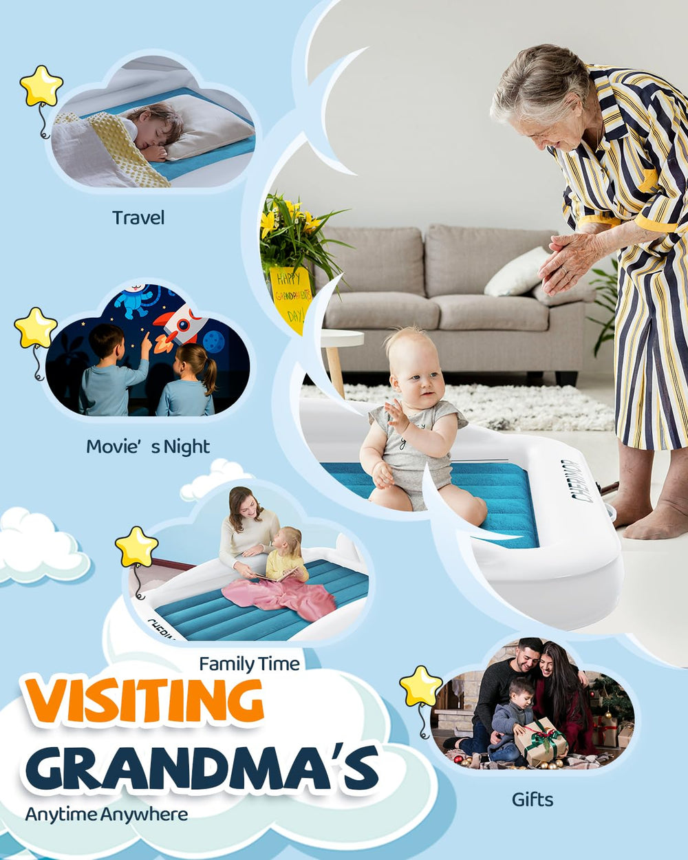CHERIMOR Toddler Bed with safety sides helps keep little sleepers contained safely