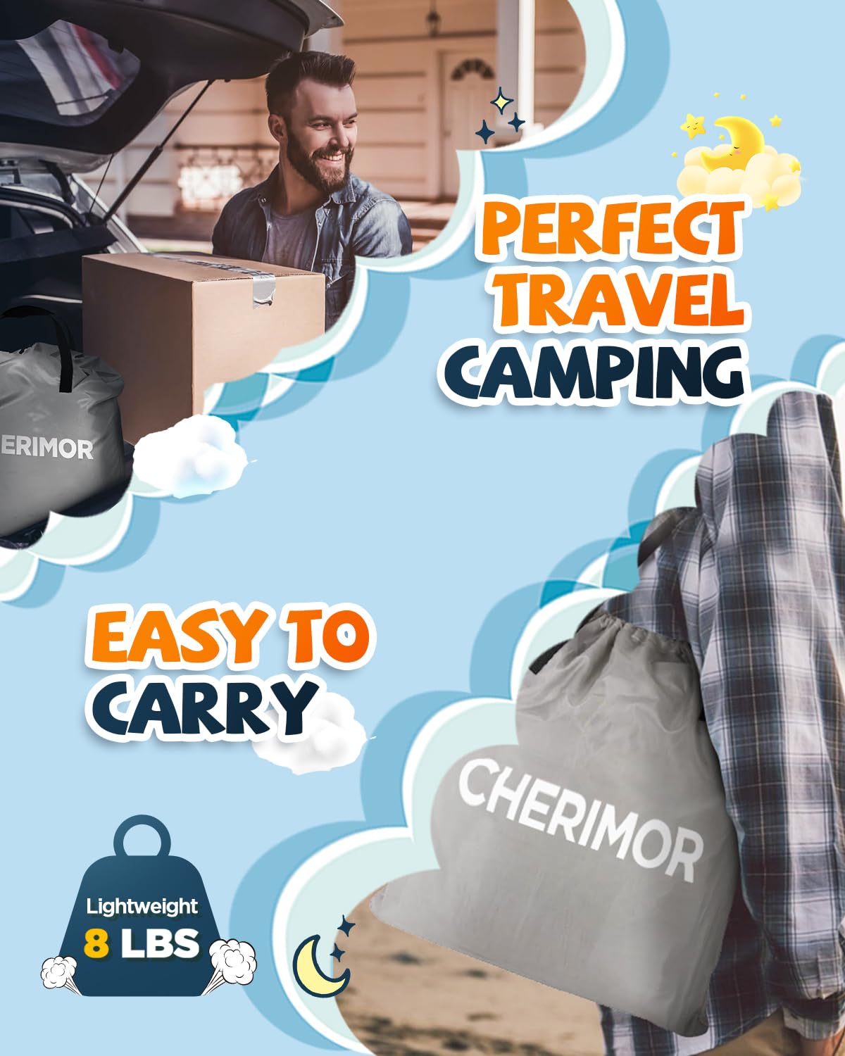 CHERIMOR Portable kid air bed ideal for sleepovers and camping trips