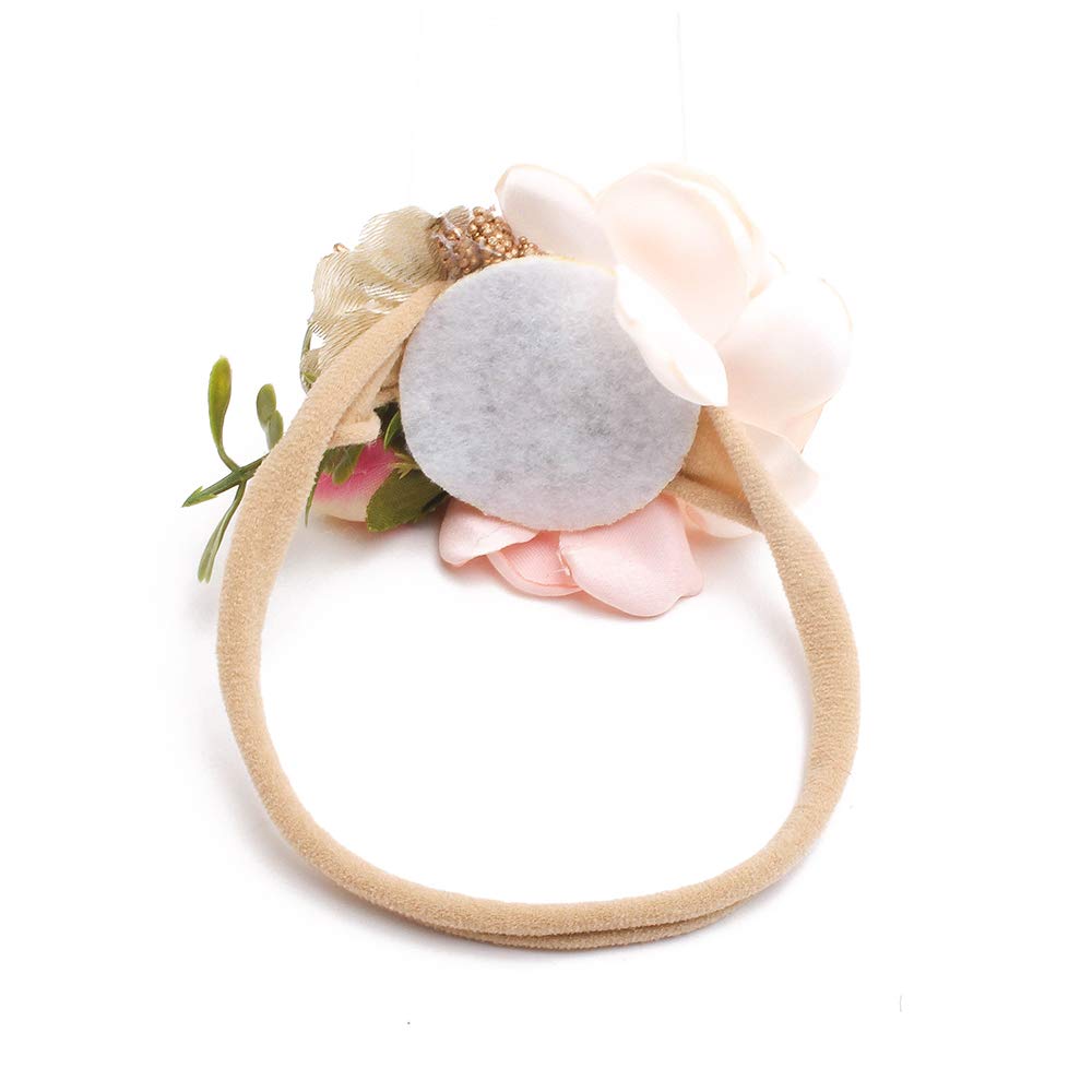 Cherrboll baby flower headband green — comfortable growth through newborn to toddler stages.