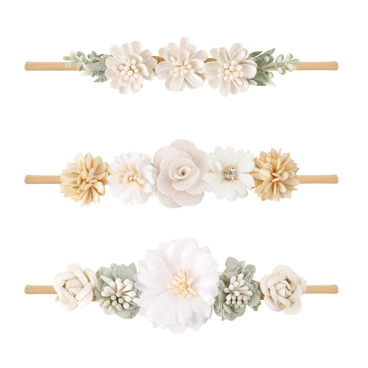 Cherrboll pink floral headband for newborns with soft nylon and gentle fit.
