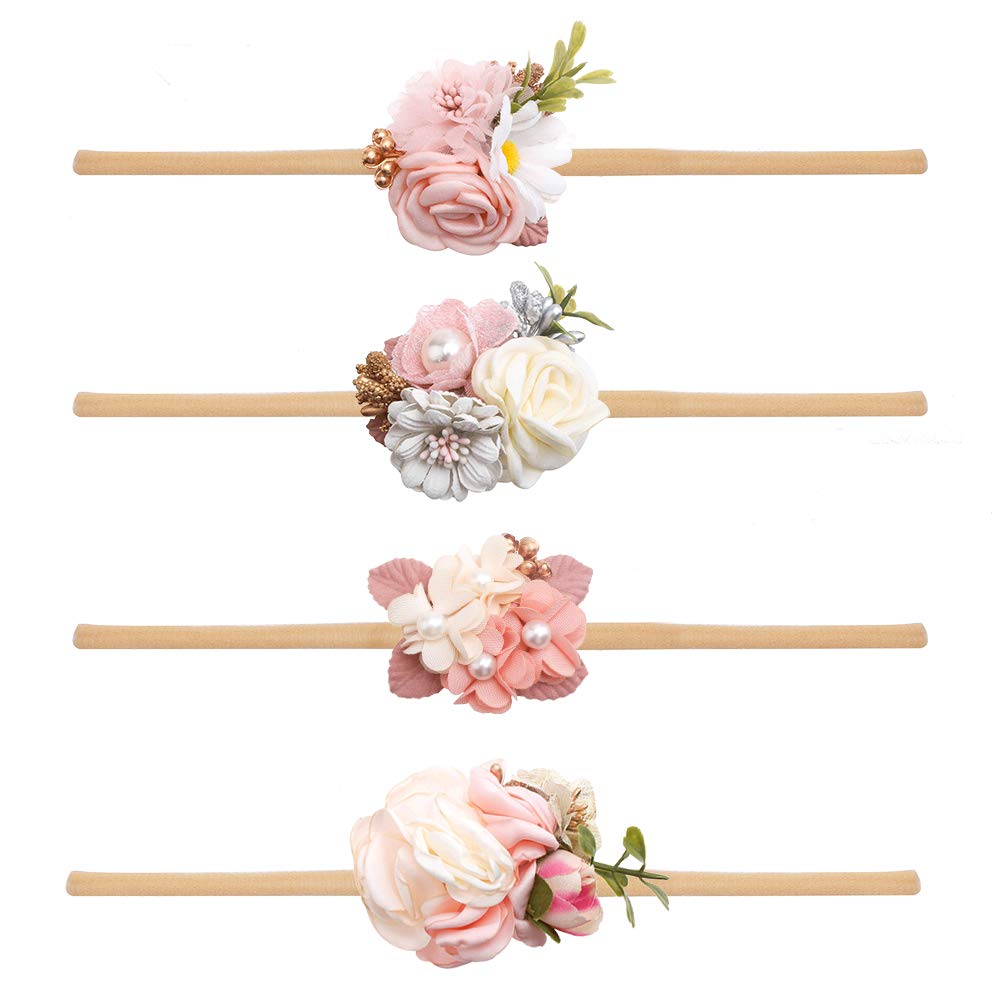 Cherrboll baby flower headband pink — soft nylon for gentle, all-day comfort on tiny heads.