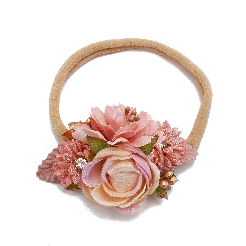 Cherrboll peach flower headband, secure slip free for active babies.