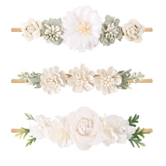 Cherrboll baby flower headbands set in pastel colors, soft and comfortable for newborns.