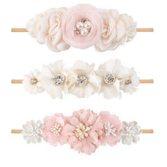 Cherrboll baby flower headbands set featuring soft nylon for delicate newborn skin.