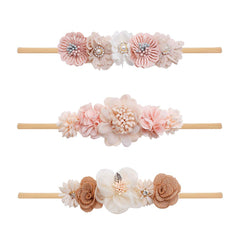 Cherrboll baby flower headbands in soft nylon for gentle daily wear.