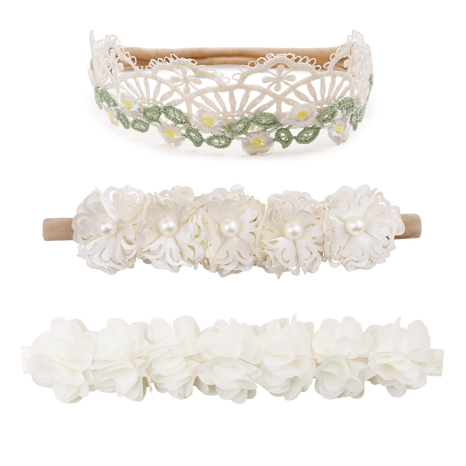 Cherrboll flower headbands set in bright colors for newborn photo shoots