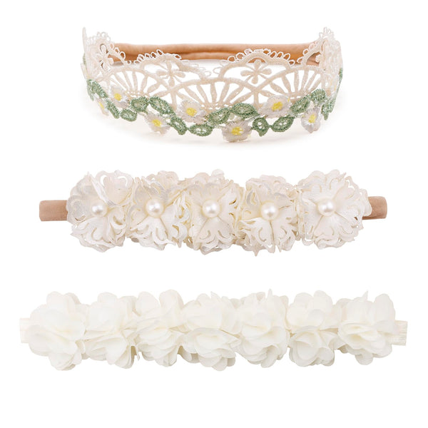 Cherrboll flower headbands set in bright colors for newborn photo shoots
