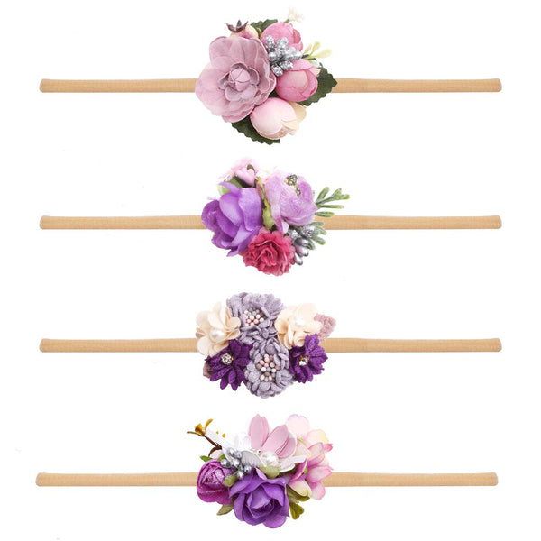 Cherrboll baby headbands with flowers set, soft and gentle for delicate newborn skin