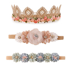 Cherrboll headbands with flowers set for newborn photo-ready styling