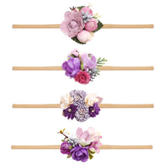 Cherrboll baby headbands with flowers set, soft and gentle for delicate newborn skin
