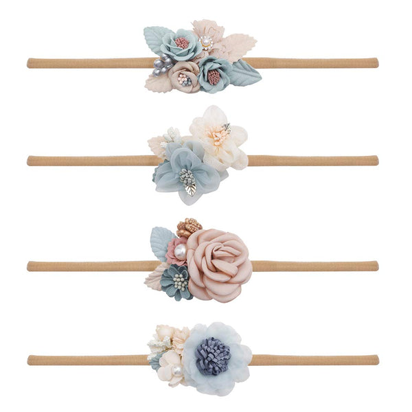 Cherrboll baby girl headbands with soft nylon flowers for gentle skin comfort.