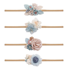 Cherrboll baby girl headbands with soft nylon flowers for gentle skin comfort.
