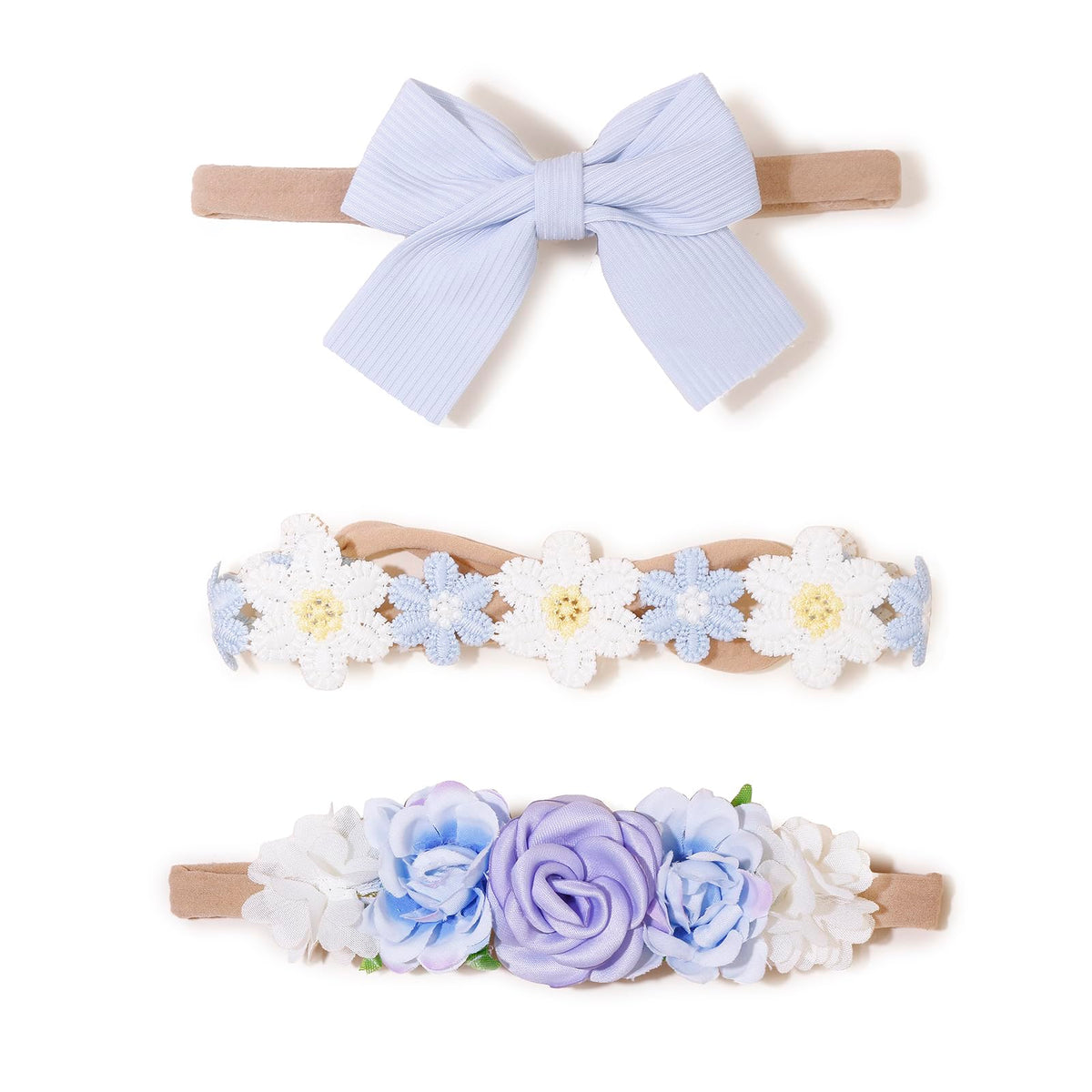 Cherrboll baby headbands 3-piece floral set to brighten everyday outfits